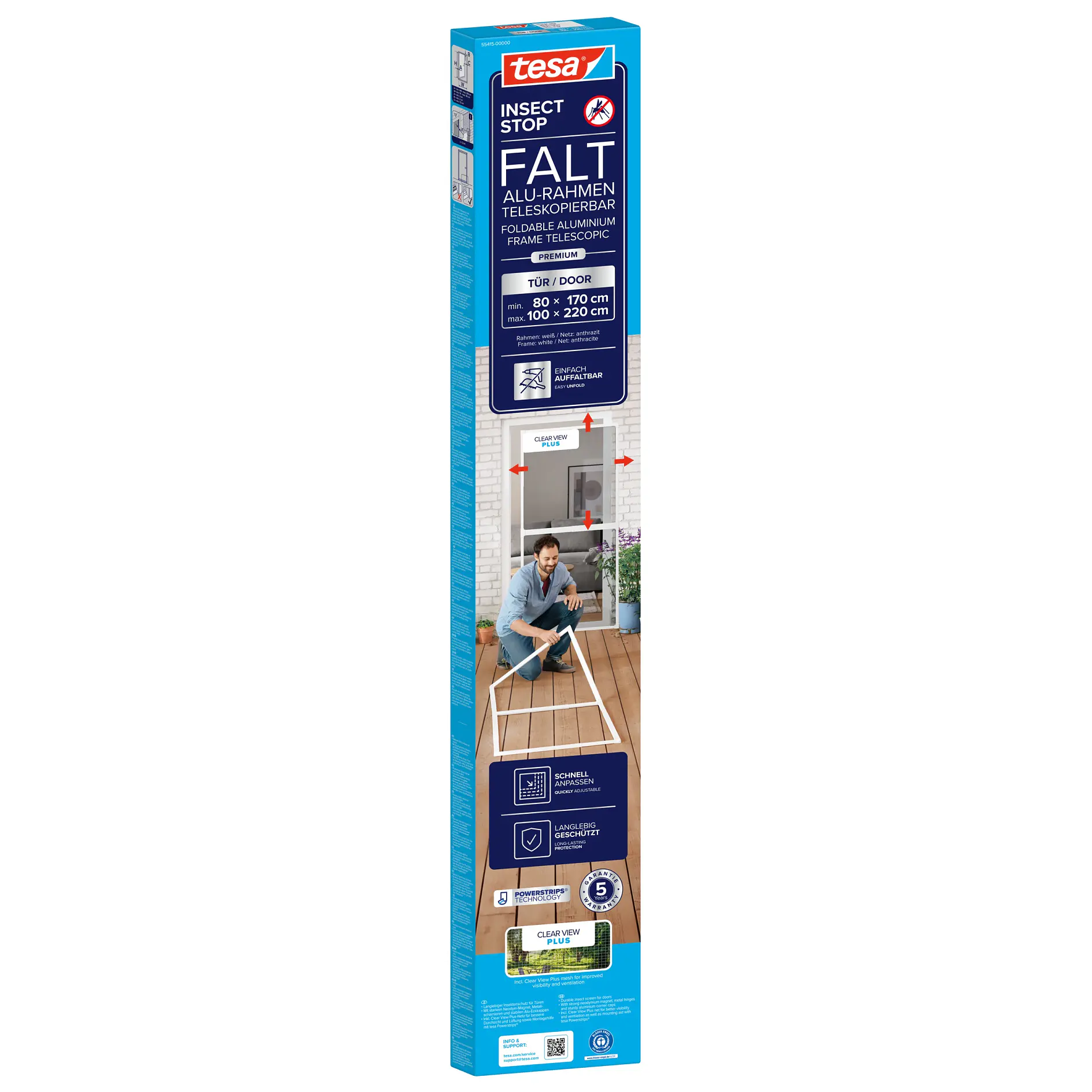 tesa impact stop floor protection film roll leaning against a wall, with a man installing wooden flooring indoors (global.generated_by_ai)