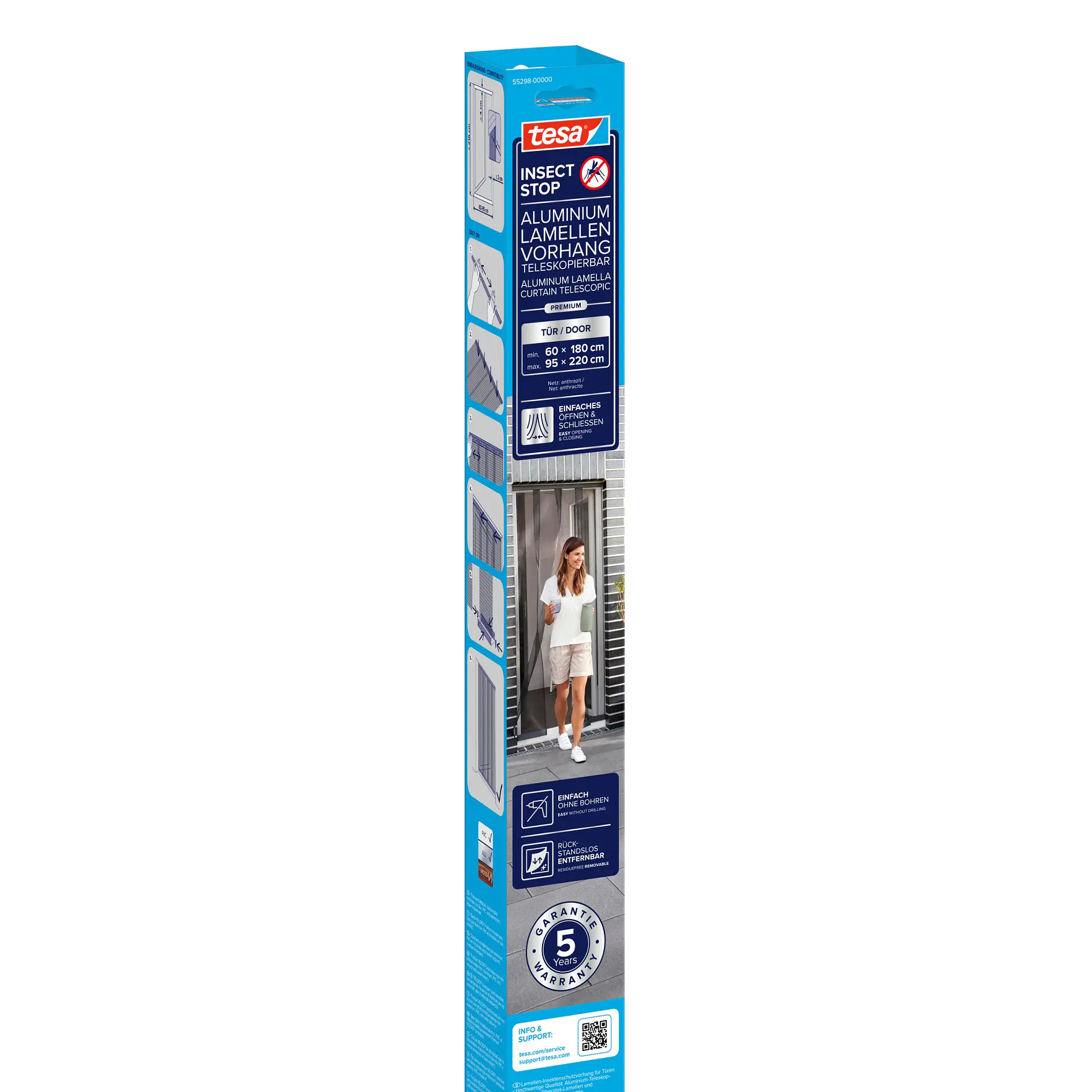 tesa direct spray adhesive for mounting and laminating, packaging showing product details and usage instructions, indoor setting (global.generated_by_ai)